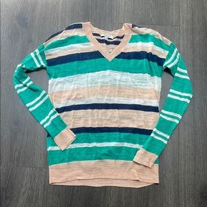 Madewell Striped Cotton blend v-neck sweater